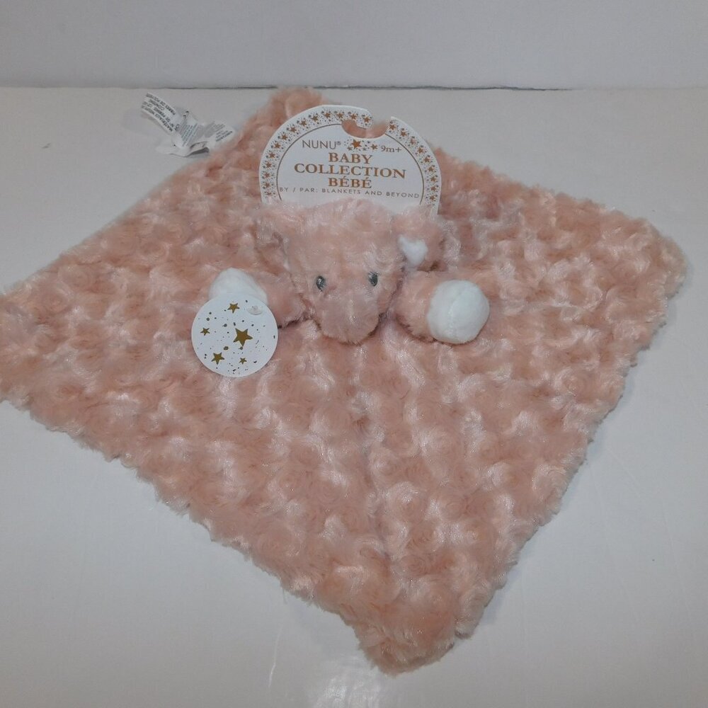 Blankets & Beyond Pink Rosette Elephant Security Blanket Plush Baby Lovey NEW